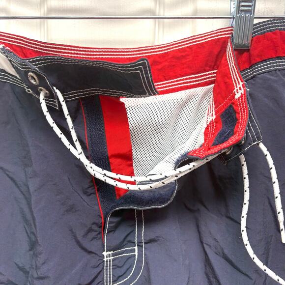 Tommy Hilfiger Swim Trunks, Drawstring, Red White Blue, Lined, Men's Size S - Picture 3 of 5